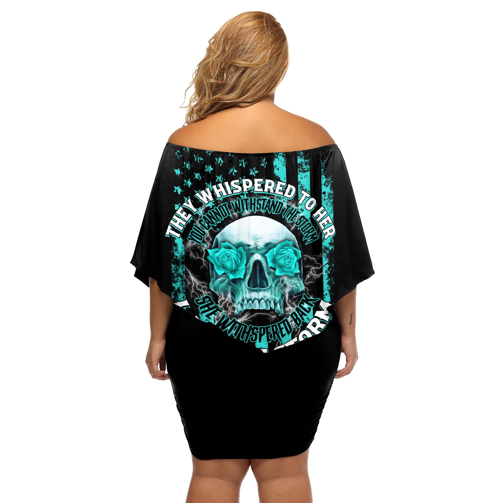 I Am The Storm Skul Off Shoulder Short Dress - Wonder Print Shop