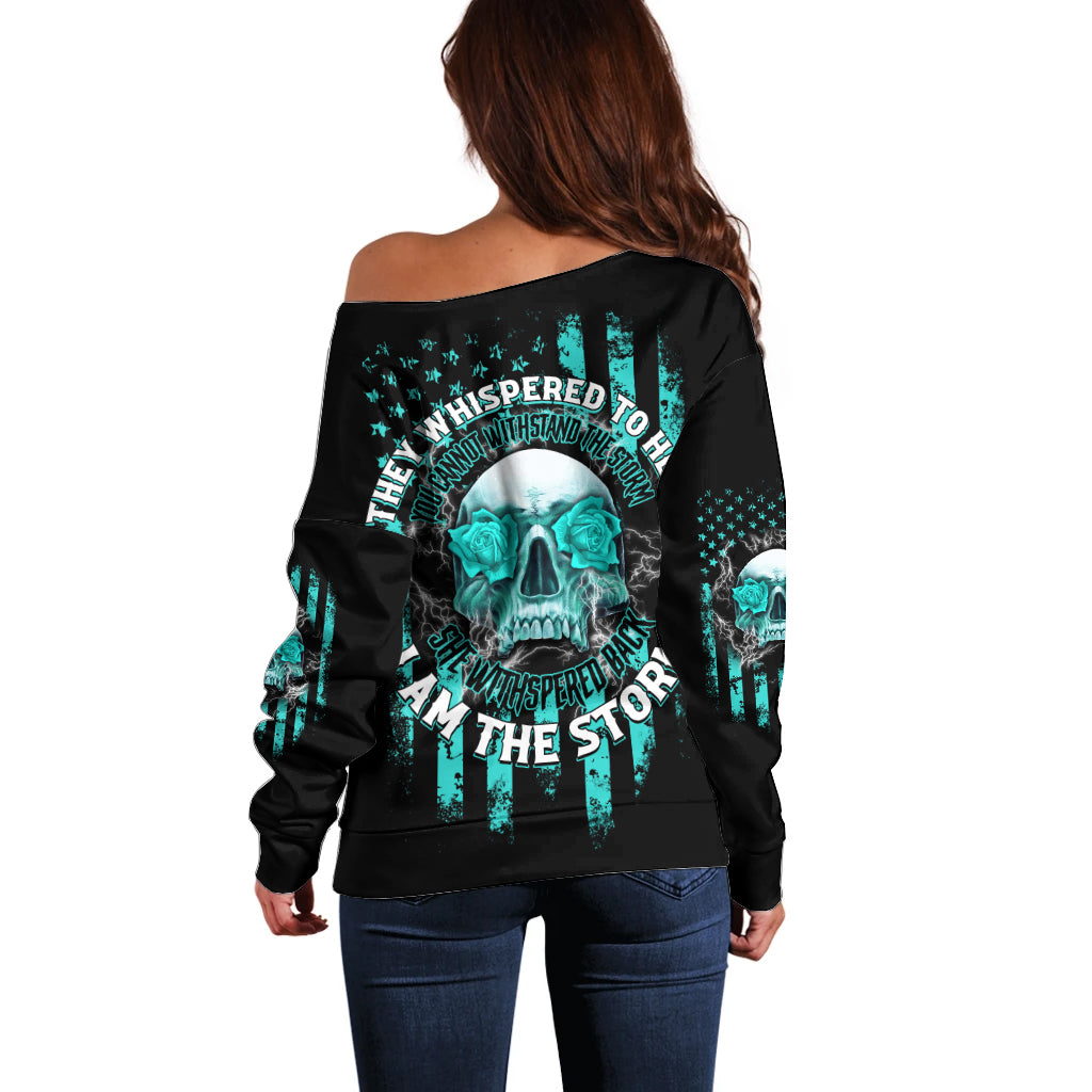 I Am The Storm Skul Off Shoulder Sweater - Wonder Print Shop