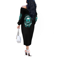 I Am The Storm Skul Off The Shoulder Long Sleeve Dress - Wonder Print Shop