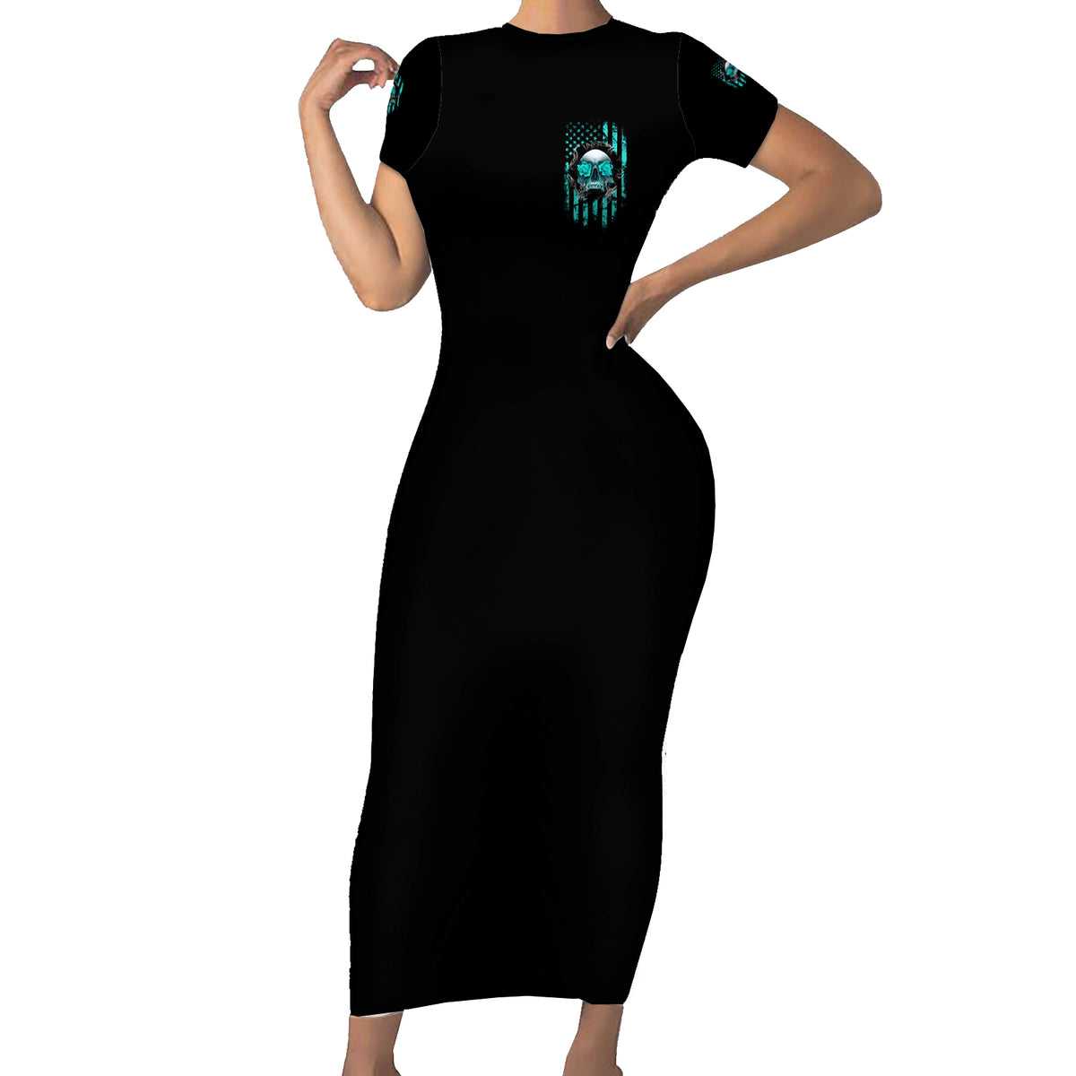I Am The Storm Skul Short Sleeve Bodycon Dress - Wonder Print Shop