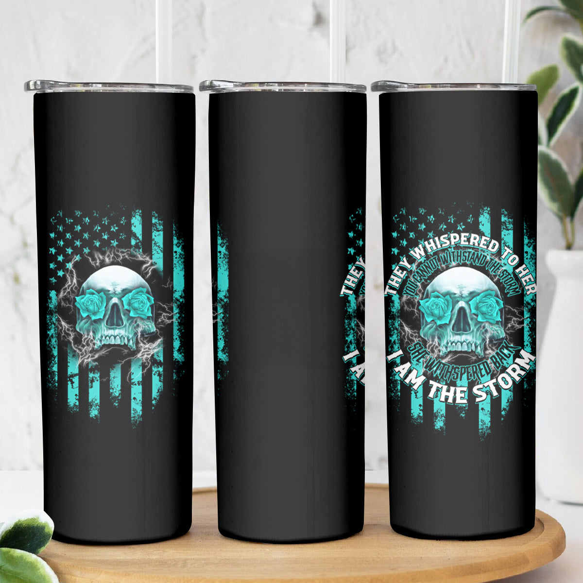 I Am The Storm Skul Skinny Tumbler - Wonder Print Shop