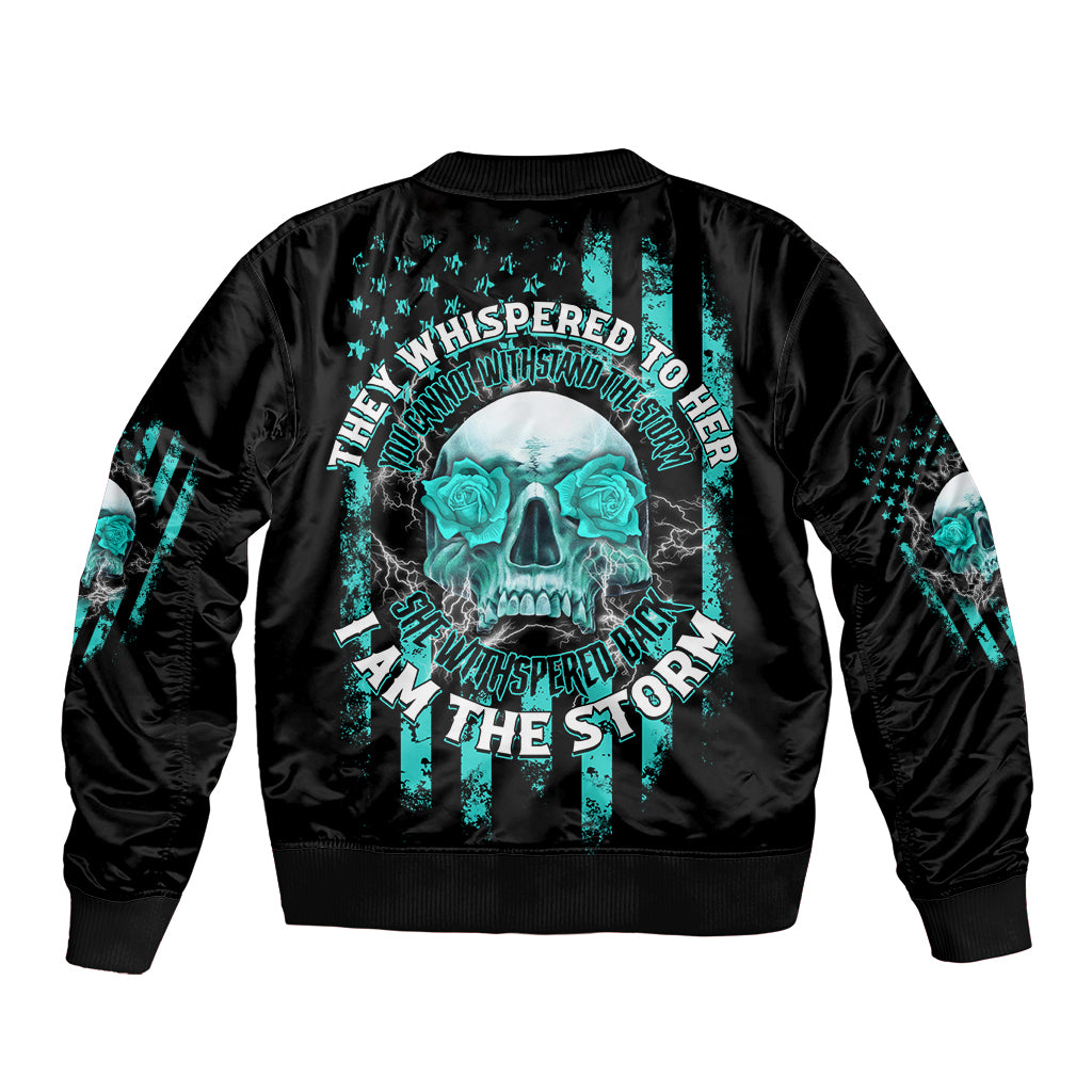 I Am The Storm Skul Sleeve Zip Bomber Jacket - Wonder Print Shop