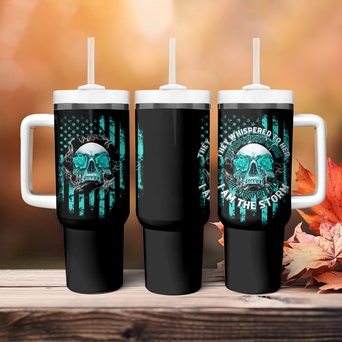 I Am The Storm Skul Tumbler With Handle - Wonder Print Shop