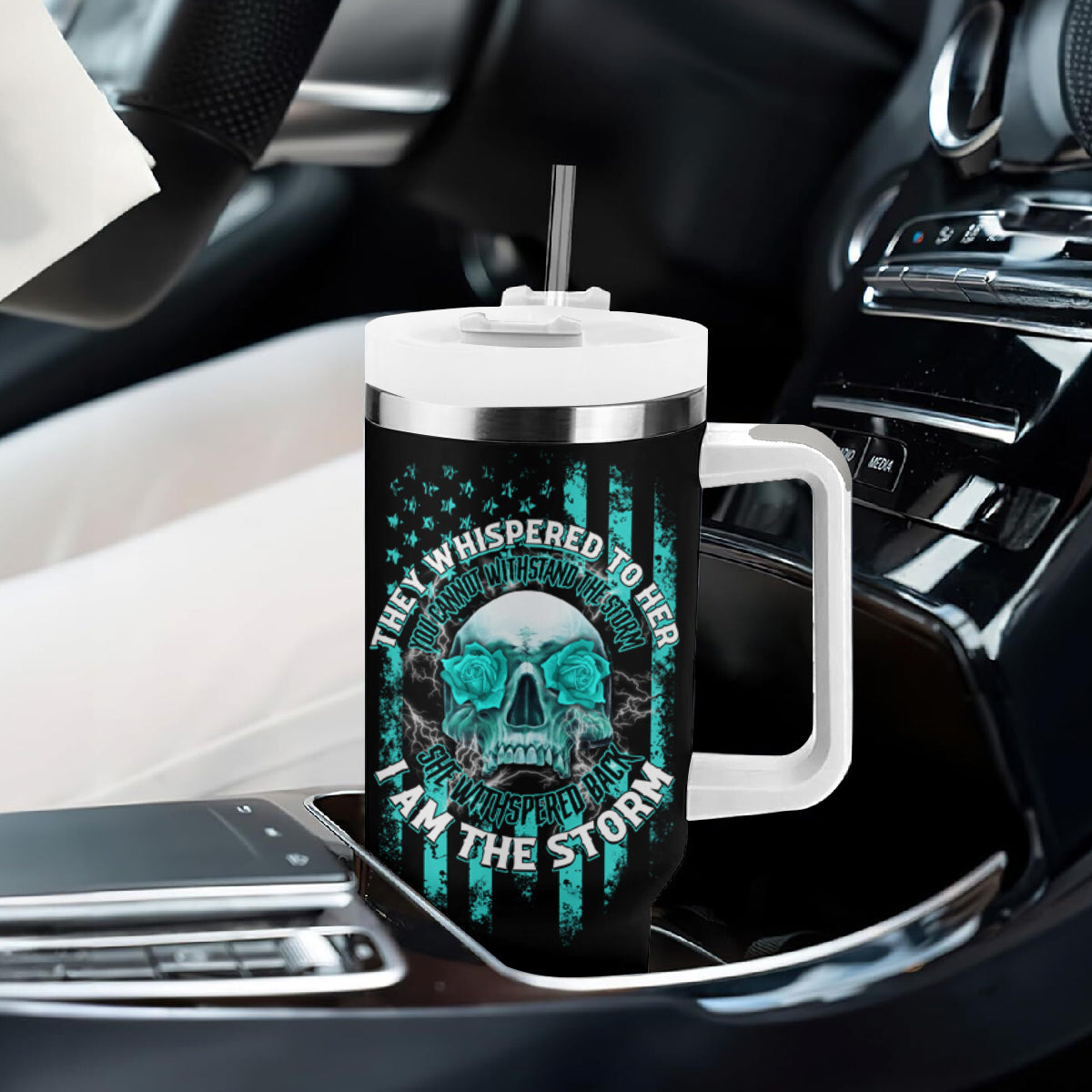 I Am The Storm Skul Tumbler With Handle - Wonder Print Shop