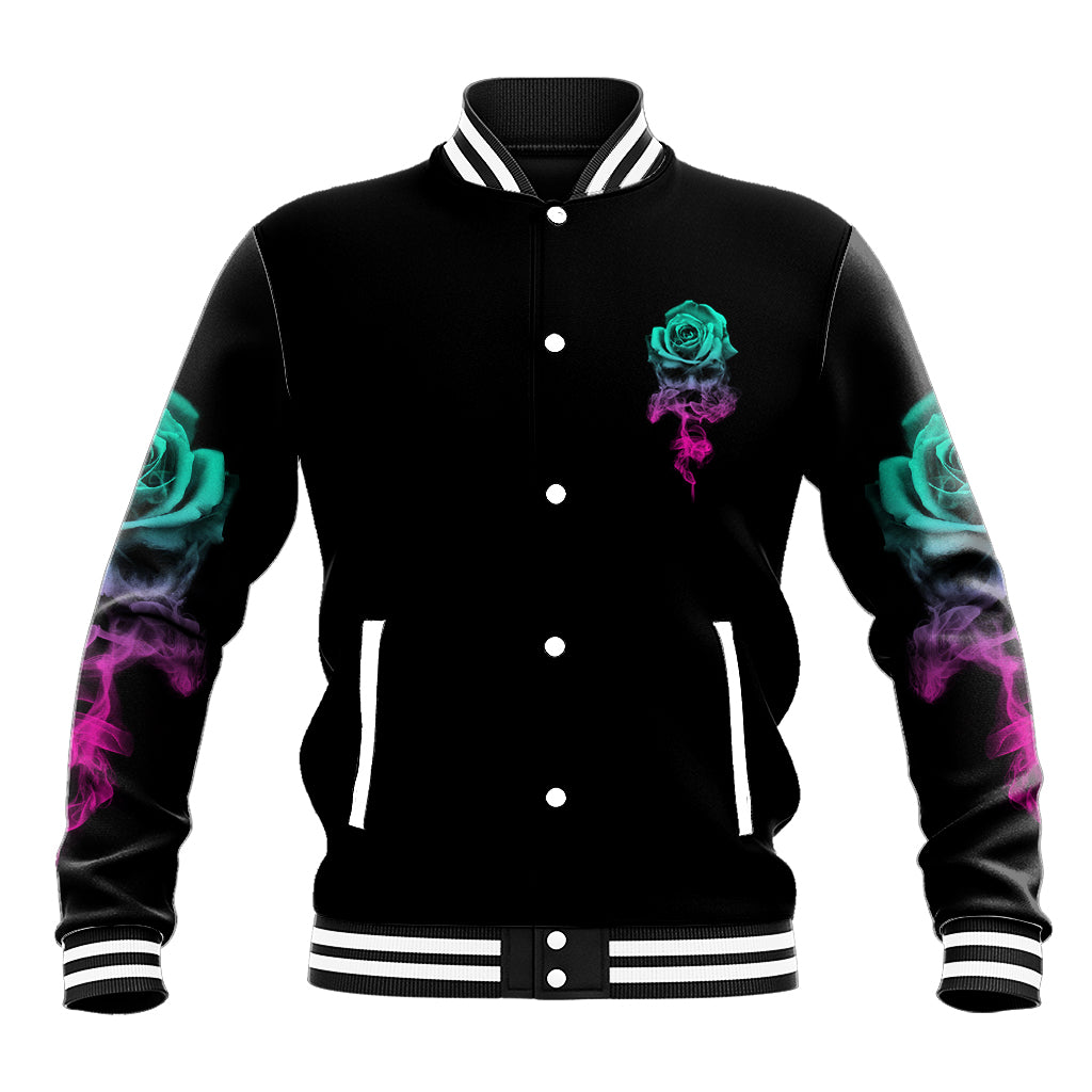 I Can Buy Myself Flowers Smoke Rose Skull Baseball Jacket - Wonder Print Shop