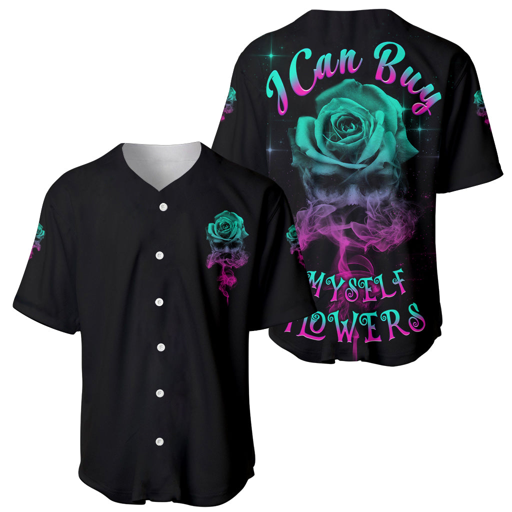 I Can Buy Myself Flowers Smoke Rose Skull Baseball Jersey - Wonder Print Shop