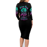 I Can Buy Myself Flowers Smoke Rose Skull Family Matching Long Sleeve Bodycon Dress and Hawaiian Shirt - Wonder Print Shop