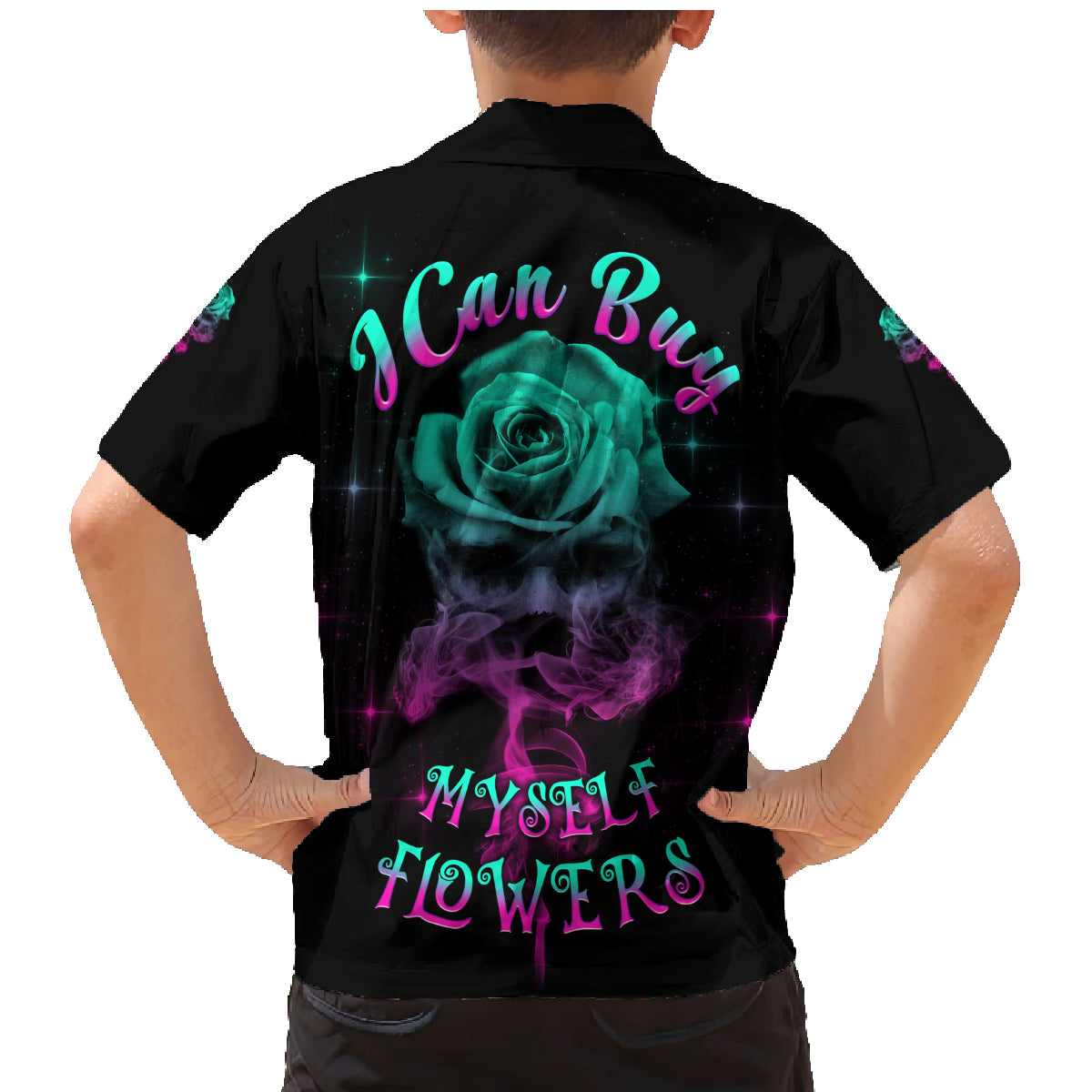 I Can Buy Myself Flowers Smoke Rose Skull Family Matching Mermaid Dress and Hawaiian Shirt - Wonder Print Shop