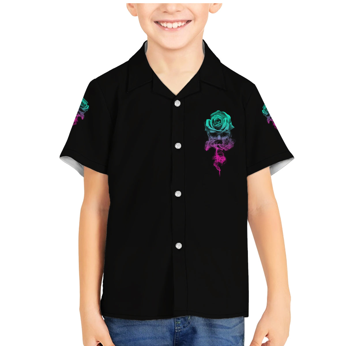 I Can Buy Myself Flowers Smoke Rose Skull Family Matching Mermaid Dress and Hawaiian Shirt - Wonder Print Shop