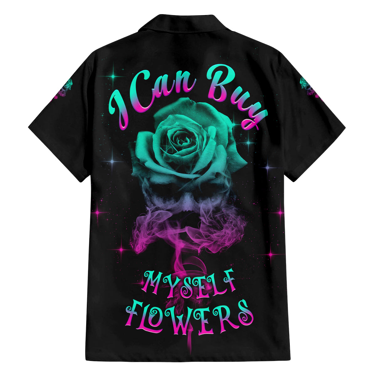 I Can Buy Myself Flowers Smoke Rose Skull Family Matching Off Shoulder Long Sleeve Dress and Hawaiian Shirt - Wonder Print Shop