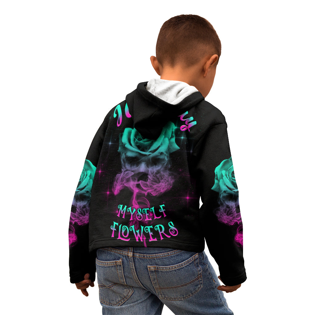 I Can Buy Myself Flowers Smoke Rose Skull Kid Hoodie - Wonder Print Shop