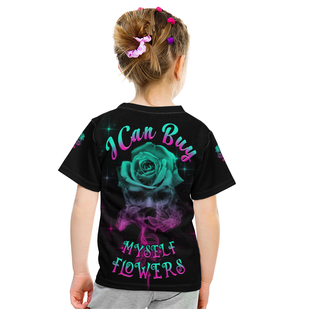 I Can Buy Myself Flowers Smoke Rose Skull Kid T Shirt - Wonder Print Shop