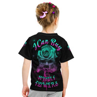 I Can Buy Myself Flowers Smoke Rose Skull Kid T Shirt - Wonder Print Shop