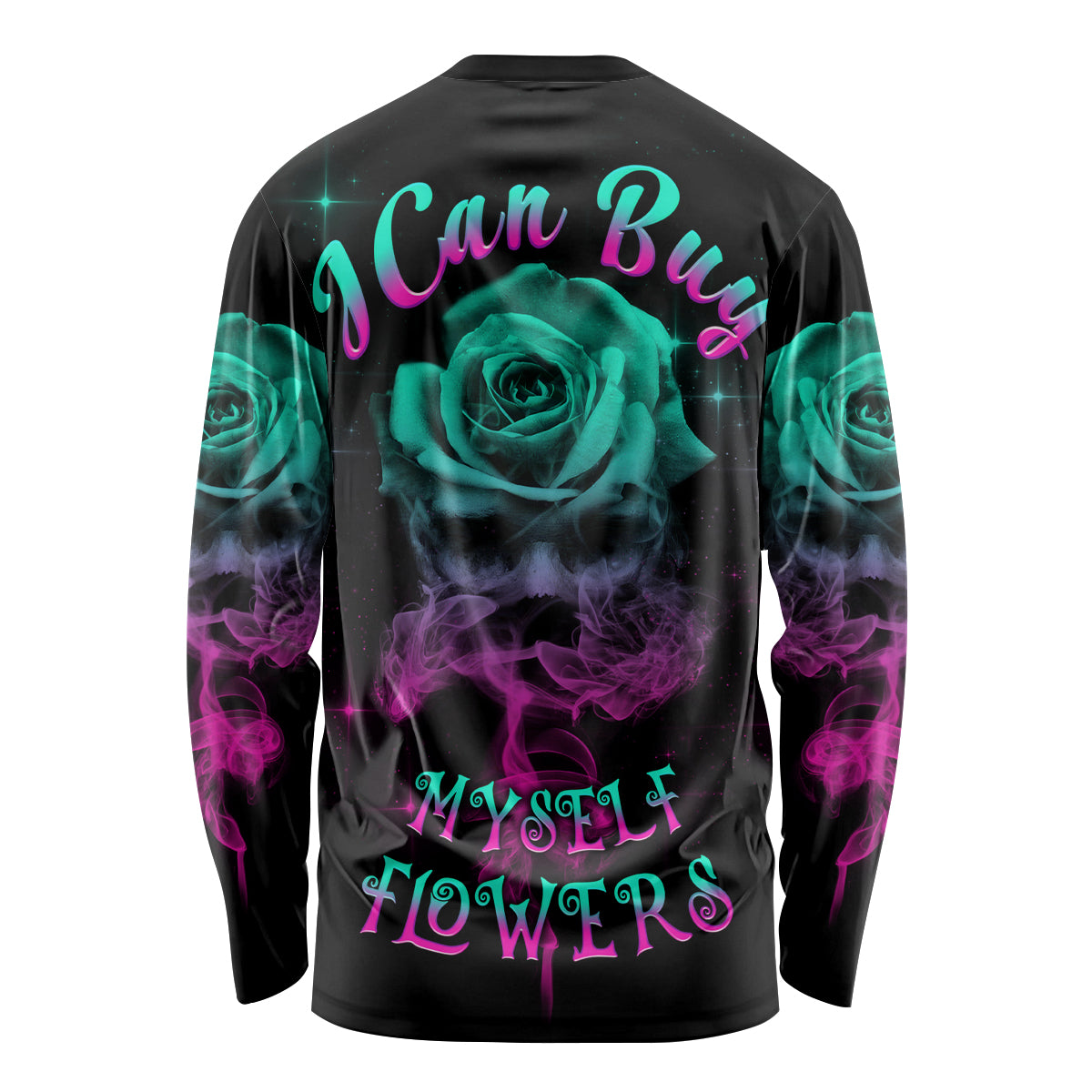 I Can Buy Myself Flowers Smoke Rose Skull Long Sleeve Shirt - Wonder Print Shop