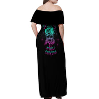 I Can Buy Myself Flowers Smoke Rose Skull Off Shoulder Maxi Dress - Wonder Print Shop