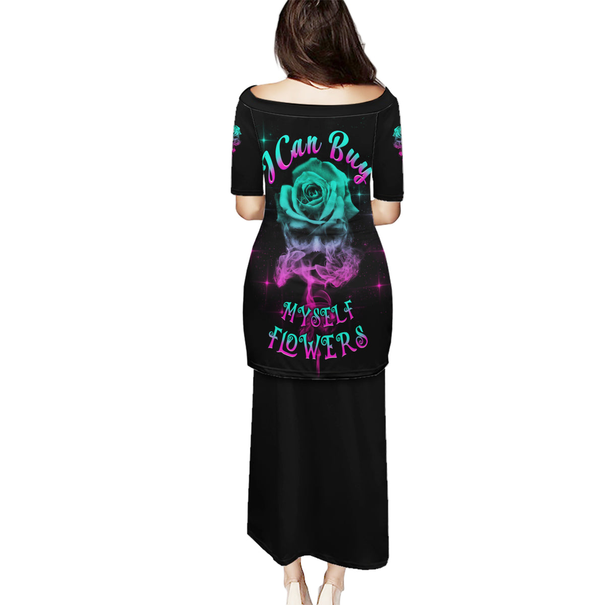 I Can Buy Myself Flowers Smoke Rose Skull Puletasi - Wonder Print Shop