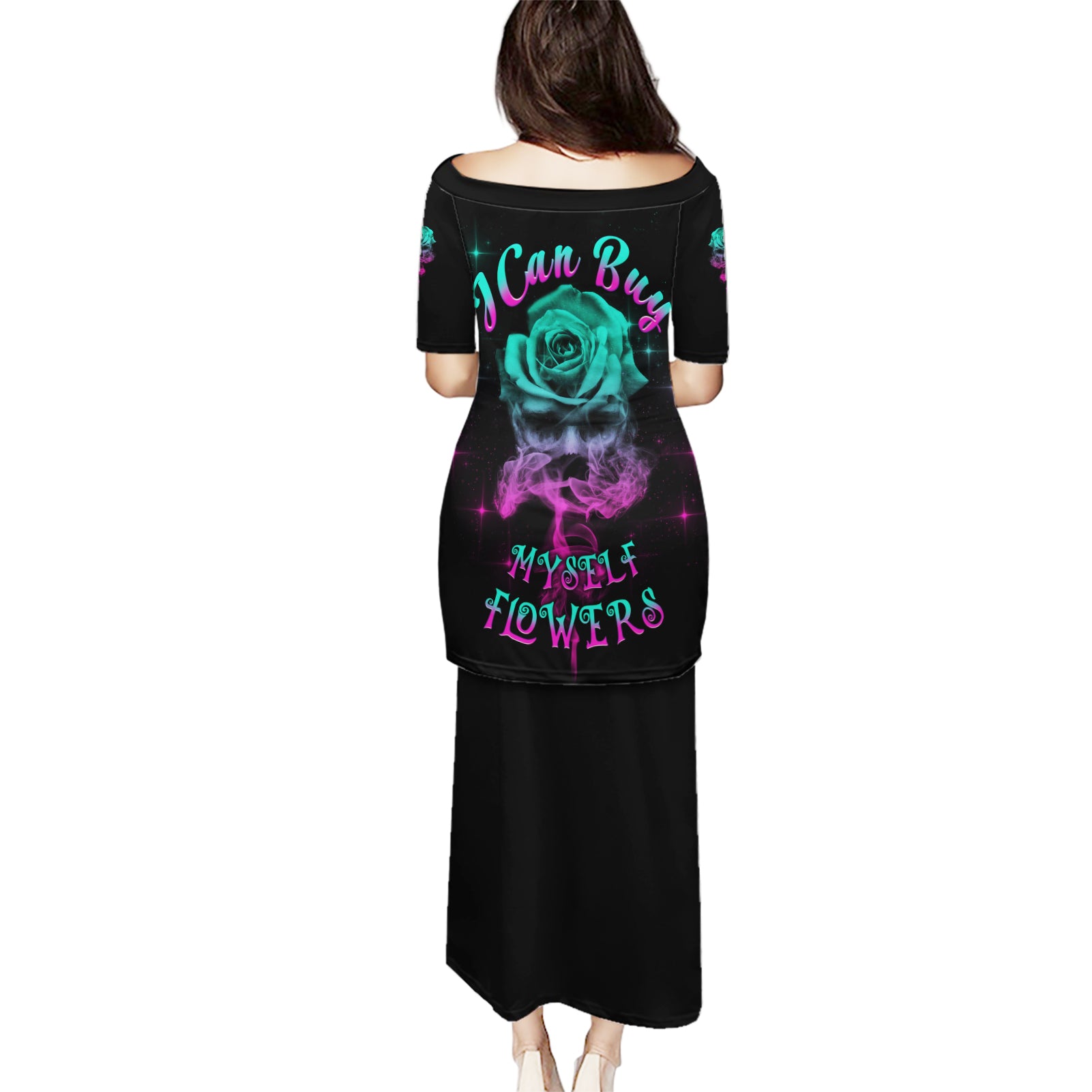 I Can Buy Myself Flowers Smoke Rose Skull Puletasi - Wonder Print Shop