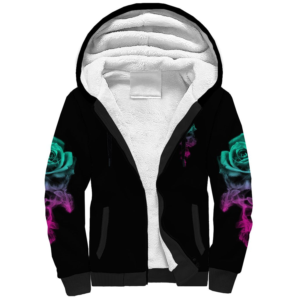 I Can Buy Myself Flowers Smoke Rose Skull Sherpa Hoodie - Wonder Print Shop
