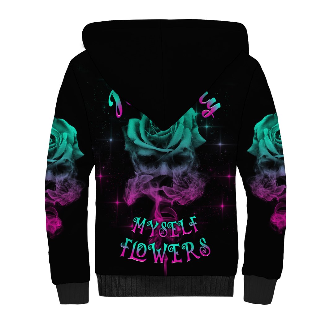 I Can Buy Myself Flowers Smoke Rose Skull Sherpa Hoodie - Wonder Print Shop