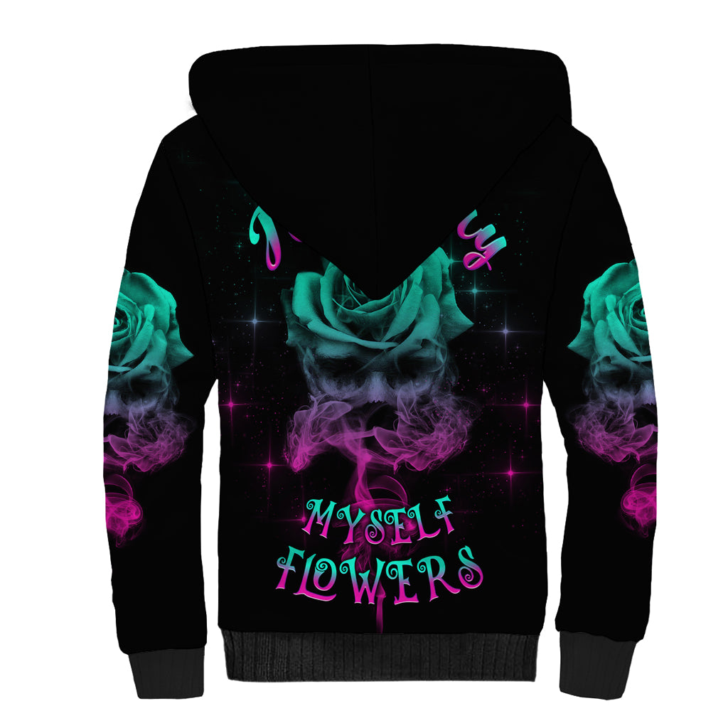 I Can Buy Myself Flowers Smoke Rose Skull Sherpa Hoodie - Wonder Print Shop