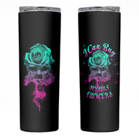 I Can Buy Myself Flowers Smoke Rose Skull Skinny Tumbler - Wonder Print Shop