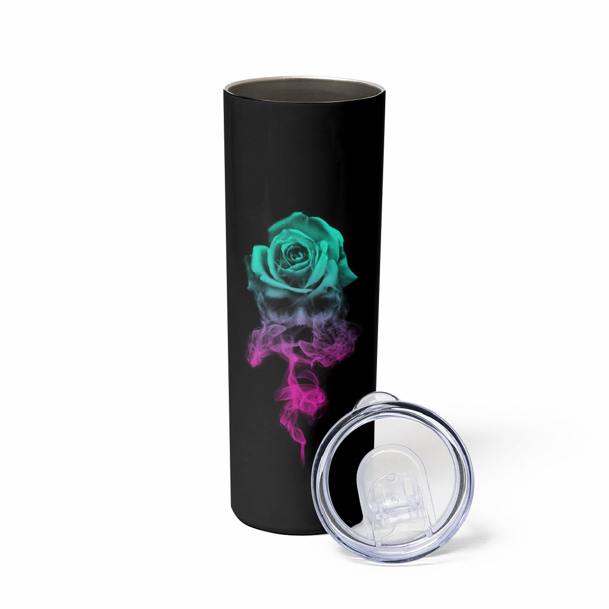 I Can Buy Myself Flowers Smoke Rose Skull Skinny Tumbler - Wonder Print Shop