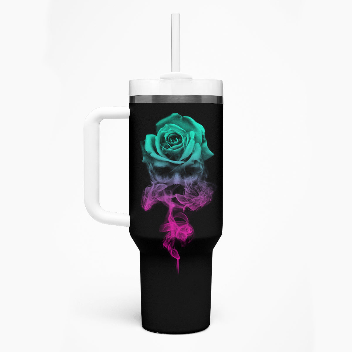 I Can Buy Myself Flowers Smoke Rose Skull Tumbler With Handle - Wonder Print Shop