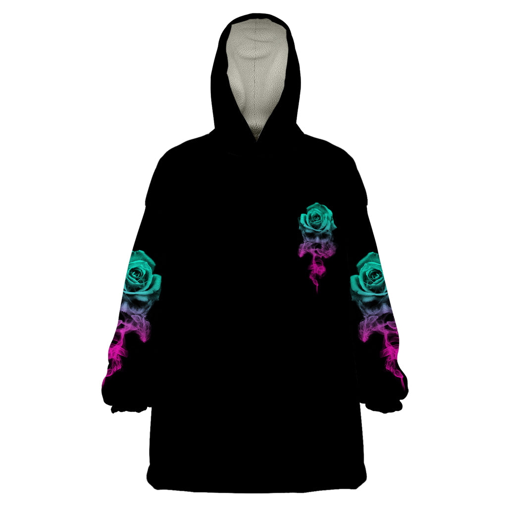 I Can Buy Myself Flowers Smoke Rose Skull Wearable Blanket Hoodie - Wonder Print Shop