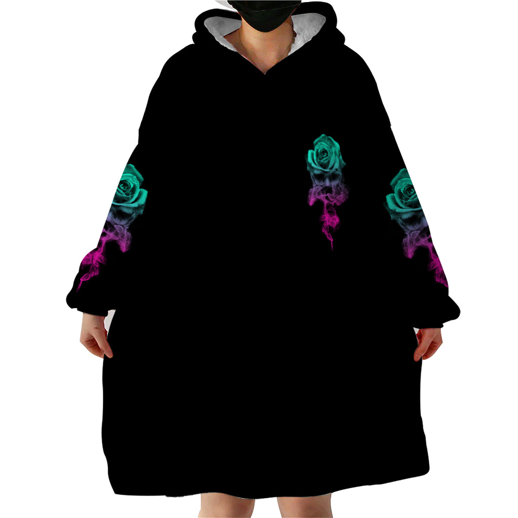 I Can Buy Myself Flowers Smoke Rose Skull Wearable Blanket Hoodie - Wonder Print Shop