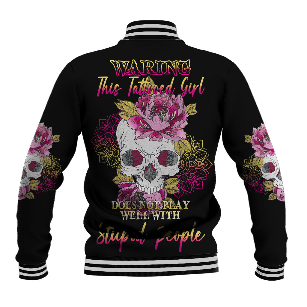 Warning This Tattooed Girl Baseball Jacket - Wonder Print Shop