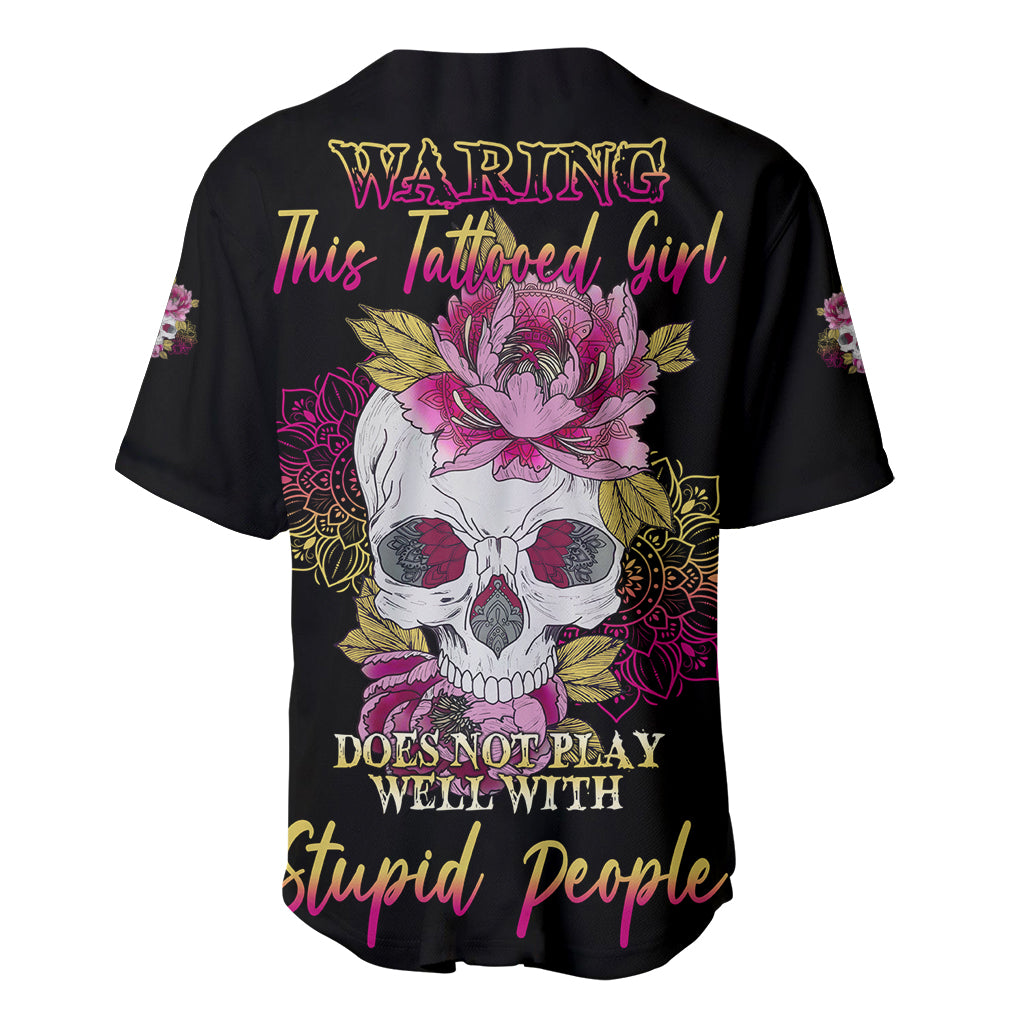 Warning This Tattooed Girl Baseball Jersey - Wonder Print Shop