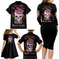 Warning This Tattooed Girl Family Matching Long Sleeve Bodycon Dress and Hawaiian Shirt - Wonder Print Shop