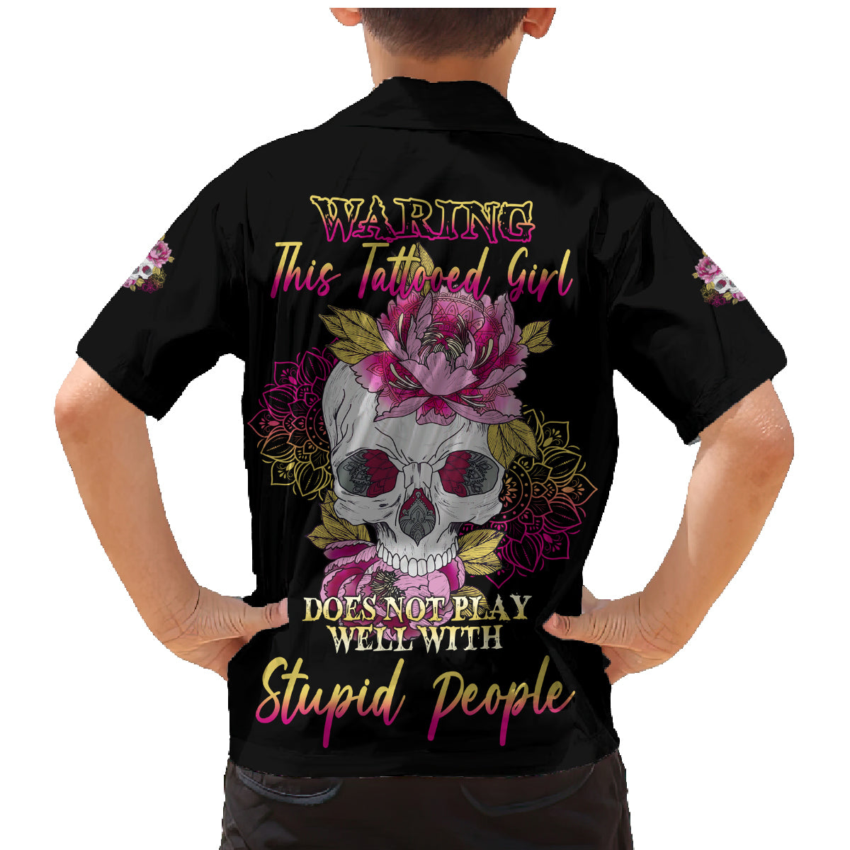 Warning This Tattooed Girl Family Matching Mermaid Dress and Hawaiian Shirt - Wonder Print Shop