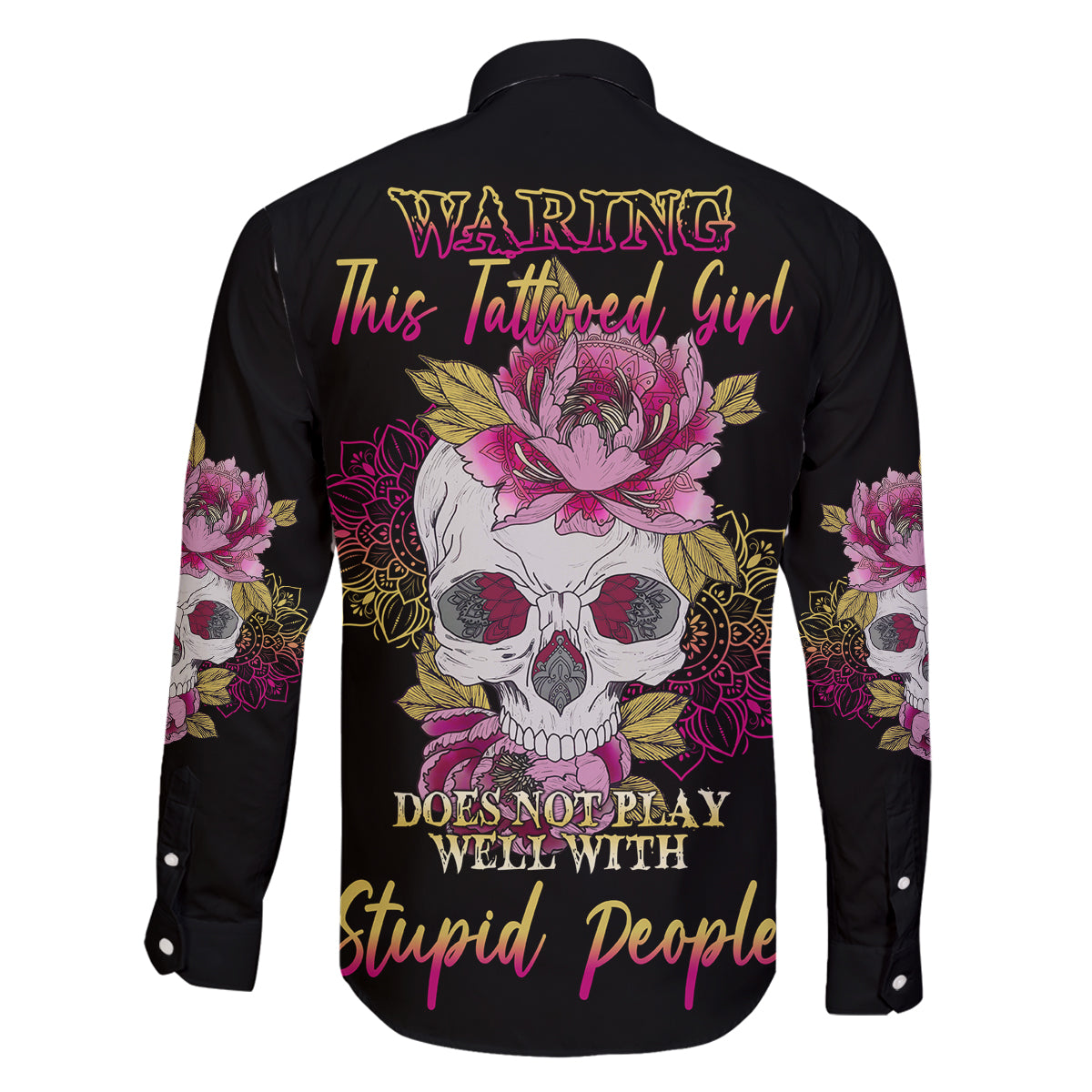 Warning This Tattooed Girl Family Matching Puletasi Dress and Hawaiian Shirt - Wonder Print Shop