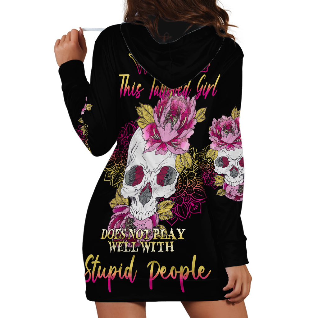 Warning This Tattooed Girl Hoodie Dress - Wonder Print Shop