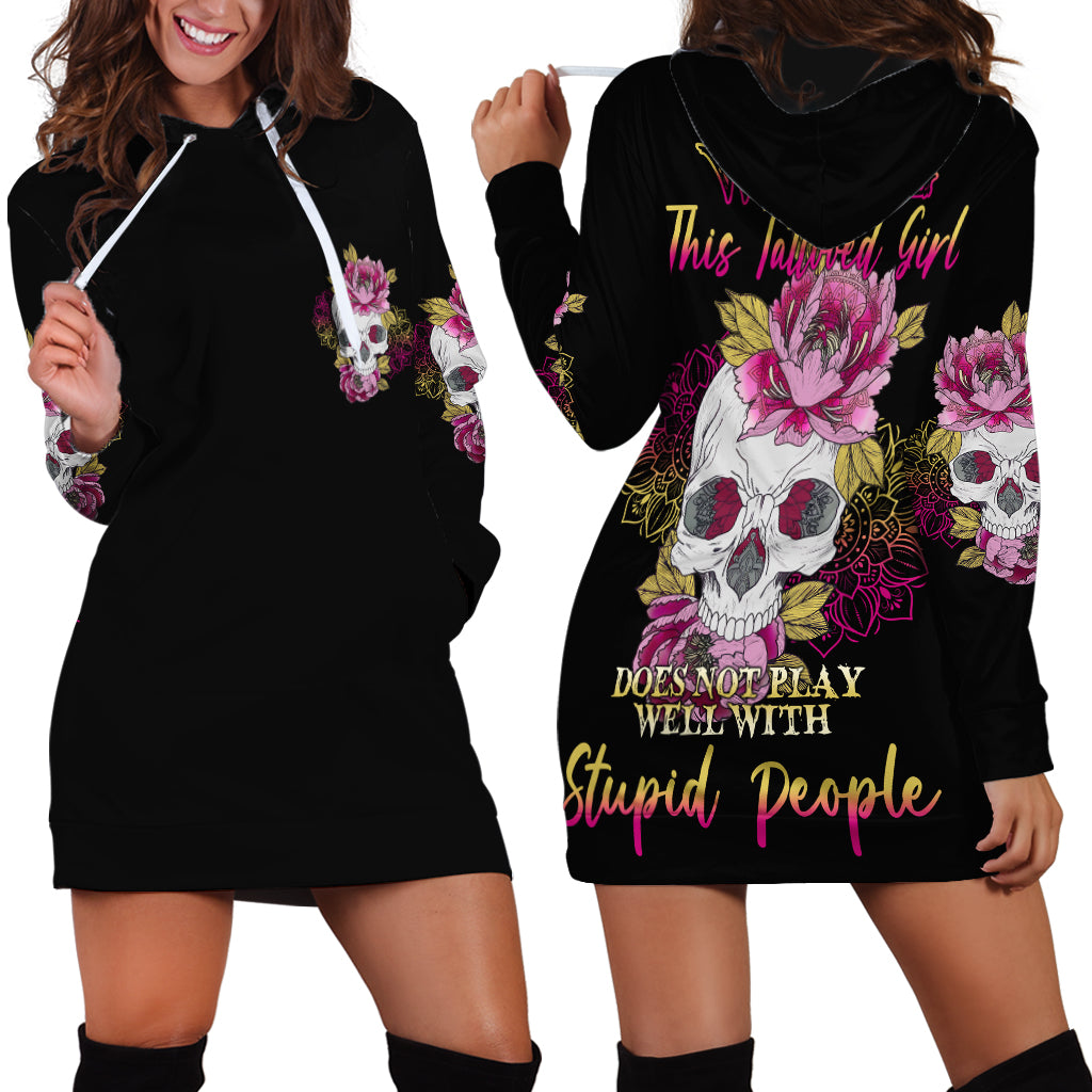 Warning This Tattooed Girl Hoodie Dress - Wonder Print Shop