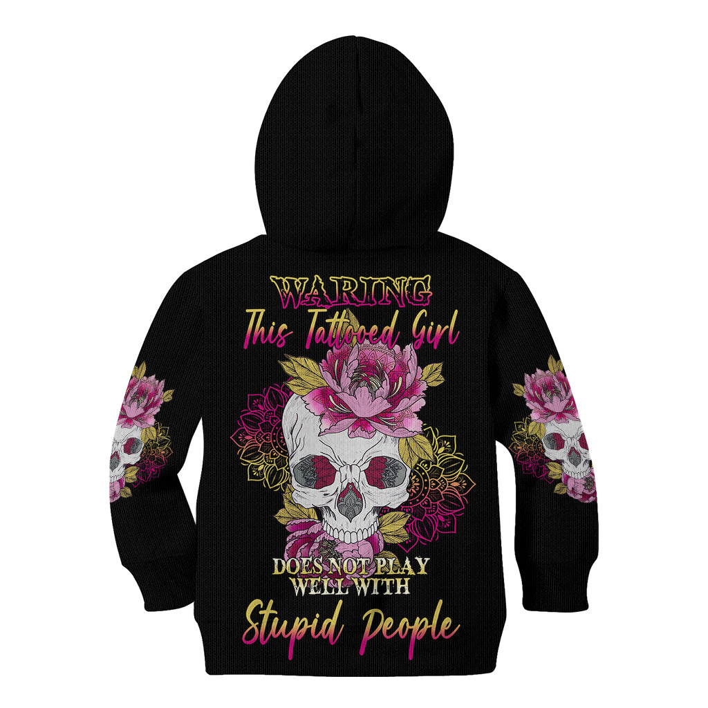 Warning This Tattooed Girl Kid Hoodie - Wonder Print Shop