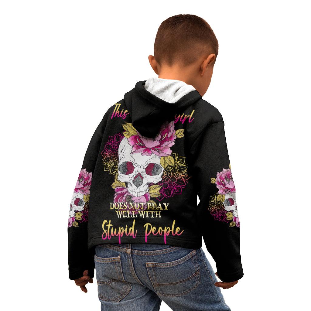 Warning This Tattooed Girl Kid Hoodie - Wonder Print Shop