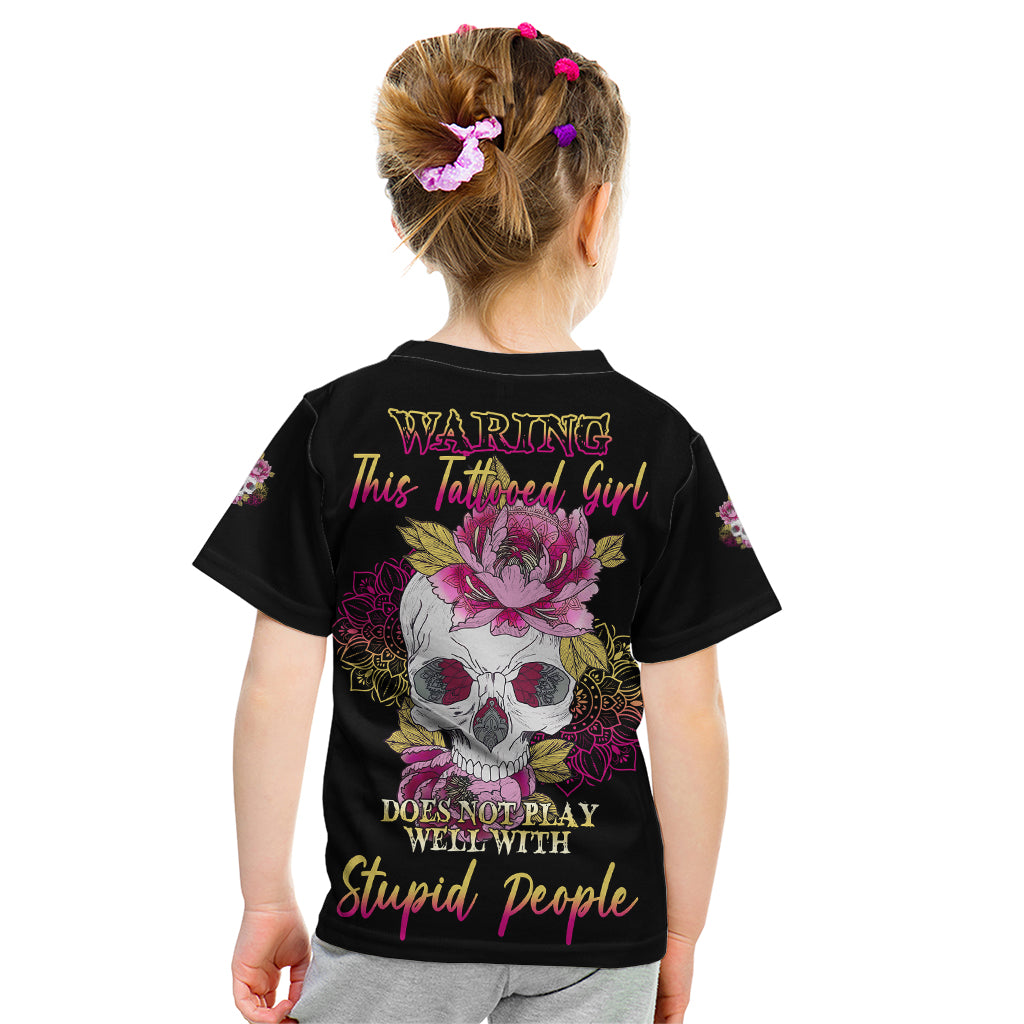 Warning This Tattooed Girl Kid T Shirt - Wonder Print Shop