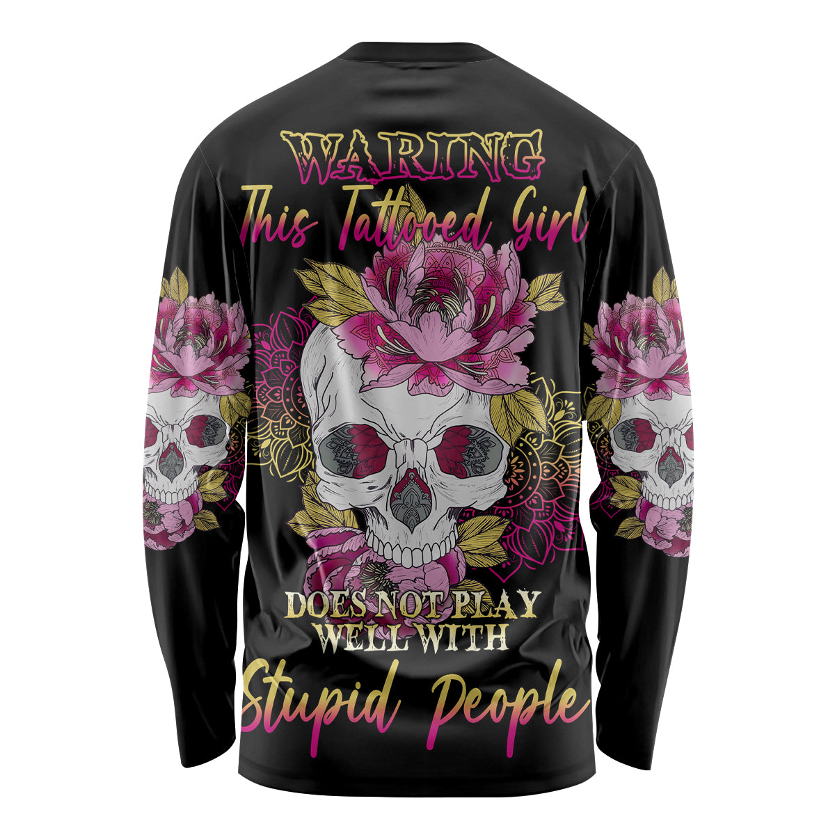 Warning This Tattooed Girl Long Sleeve Shirt - Wonder Print Shop