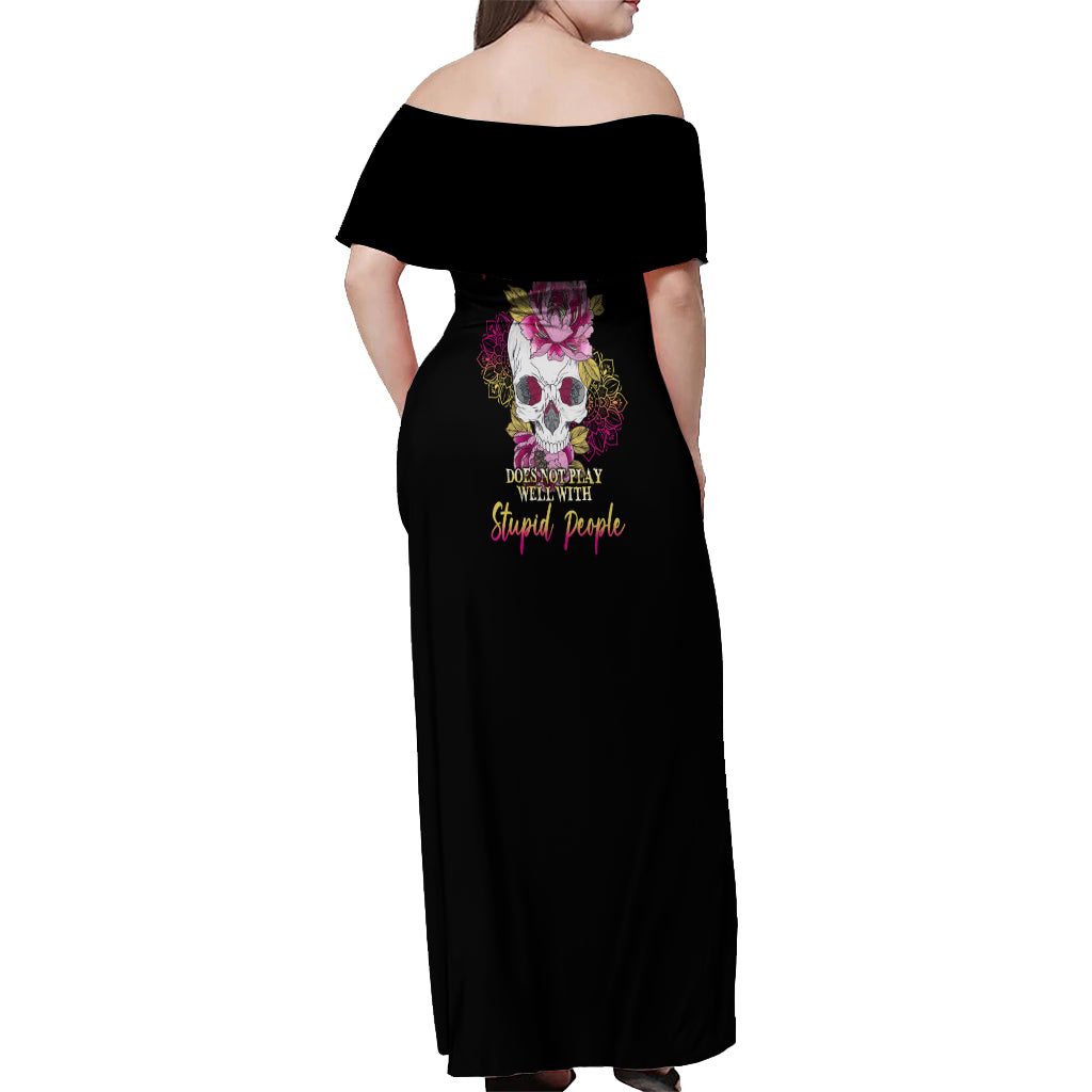 Warning This Tattooed Girl Off Shoulder Maxi Dress - Wonder Print Shop