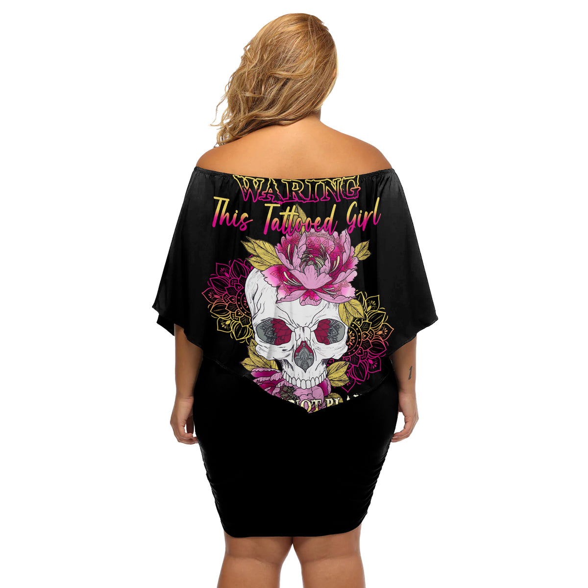 Warning This Tattooed Girl Off Shoulder Short Dress - Wonder Print Shop