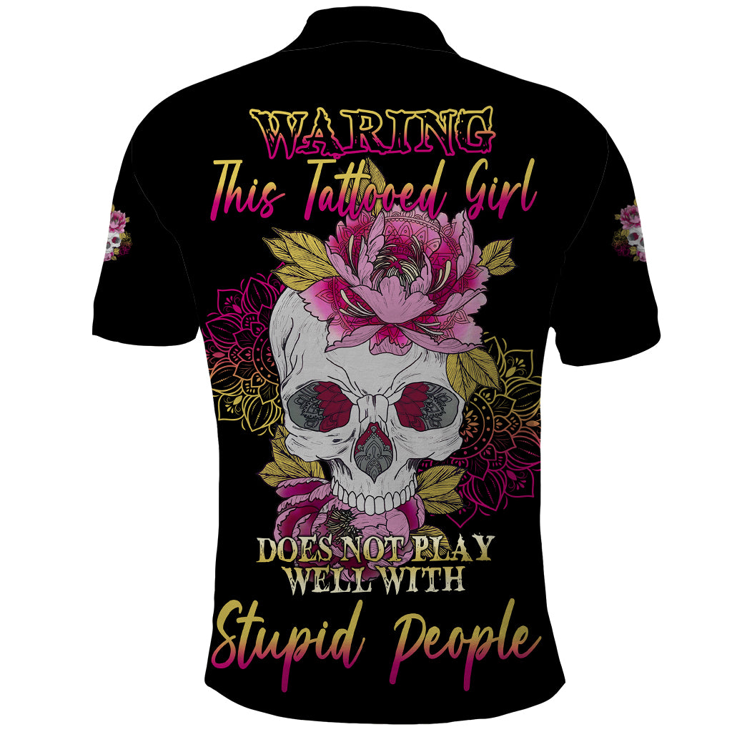 Warning This Tattooed Girl Polo Shirt - Wonder Print Shop
