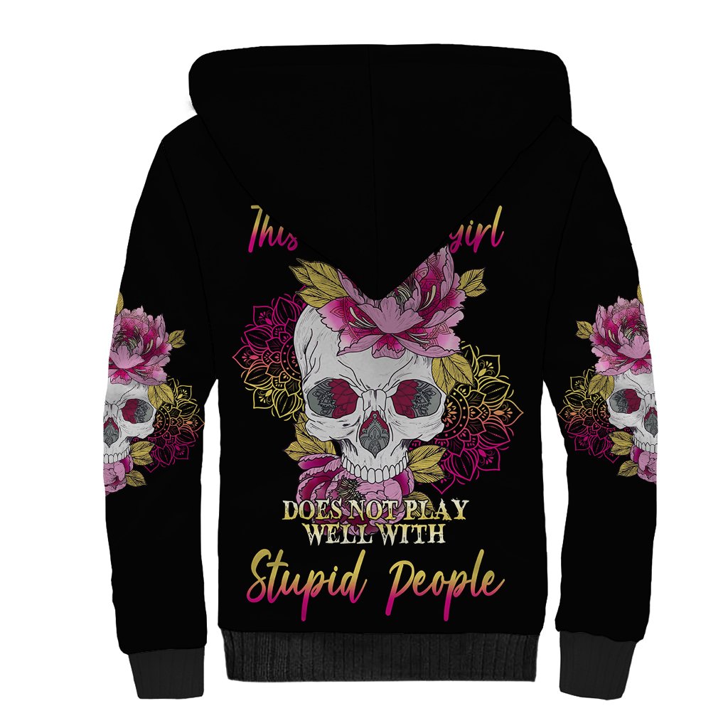 Warning This Tattooed Girl Sherpa Hoodie - Wonder Print Shop