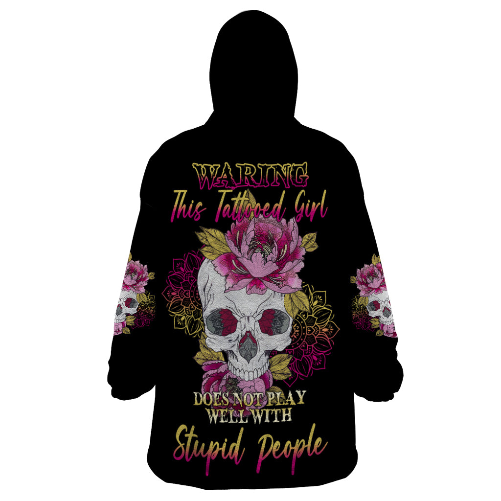 Warning This Tattooed Girl Wearable Blanket Hoodie - Wonder Print Shop