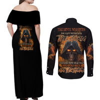 I Am The Storm Grumpy Old Man Couples Matching Off Shoulder Maxi Dress and Long Sleeve Button Shirt - Wonder Print Shop