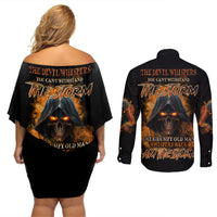 I Am The Storm Grumpy Old Man Couples Matching Off Shoulder Short Dress and Long Sleeve Button Shirt - Wonder Print Shop