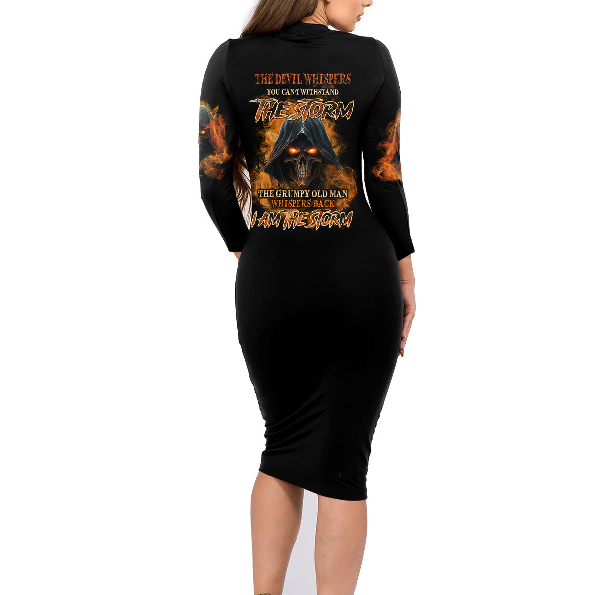 I Am The Storm Grumpy Old Man Family Matching Long Sleeve Bodycon Dress and Hawaiian Shirt - Wonder Print Shop