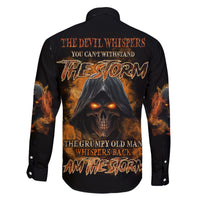 I Am The Storm Grumpy Old Man Family Matching Off Shoulder Long Sleeve Dress and Hawaiian Shirt - Wonder Print Shop