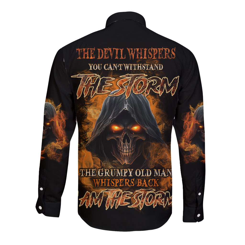 I Am The Storm Grumpy Old Man Long Sleeve Button Shirt - Wonder Print Shop